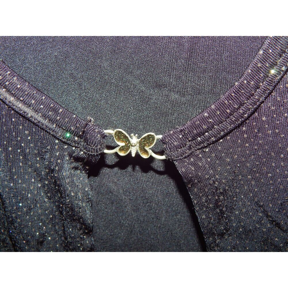 ALL THAT JAZZ girls medium 7/8 stretchy black rhinestone pullover t-shirt cover - Picture 4 of 6